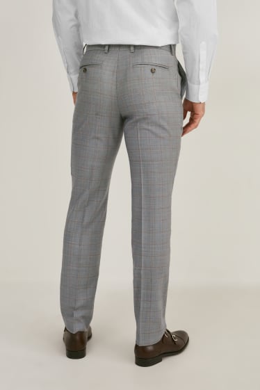 Men - Mix-and-match new wool trousers - regular fit - check - gray