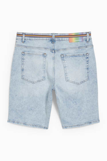Uomo - CLOCKHOUSE - shorts di jeans con cintura - PRIDE - jeans azzurro