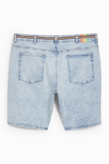 Hombre - CLOCKHOUSE - shorts vaqueros con cinturón - PRIDE - vaqueros - azul claro