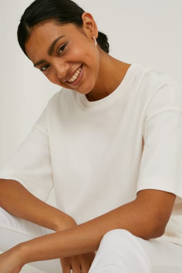 Women - SIX - set - hoop earrings - silver-plated - 2 piece - silver