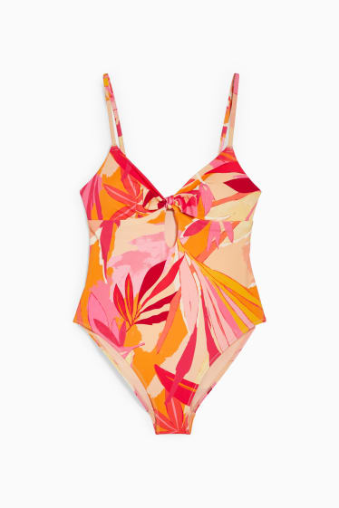 Women - Swimsuit with knot detail - padded - LYCRA® XTRA LIFE™ - orange