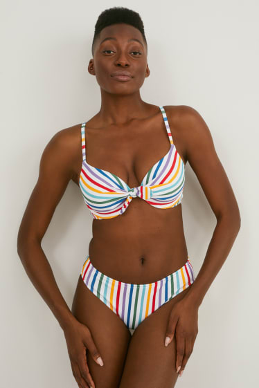 Donna - Slip bikini - vita media - LYCRA® XTRA LIFE™- a righe - bianco
