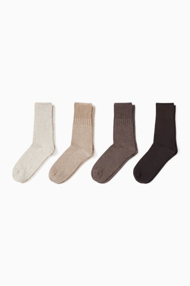 Femmes - Lot de 4 - chaussettes - taille confortable  - noir / beige