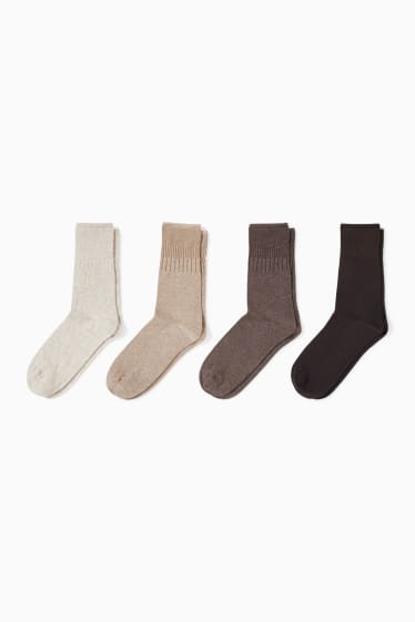 Dames - Set van 4 paar - sokken - comfortabele band - zwart / beige
