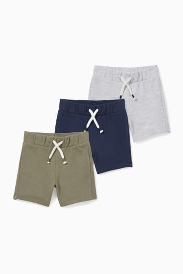 Neonati - Confezione da 3 - shorts di felpa per neonati - kaki