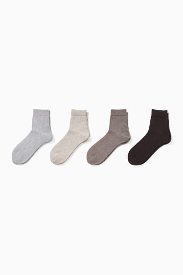 Femmes - Lot de 4 - chaussettes - taille confortable - gris / noir