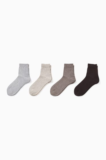 Dames - Set van 4 paar - sokken - comfortabel boordje - grijs / zwart