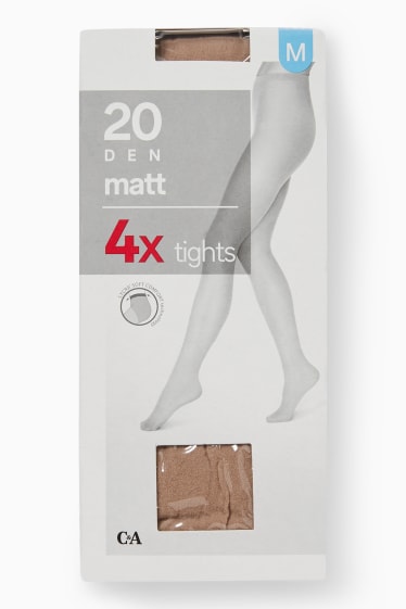 Women - Multipack of 4 - sheer tights - 20 denier - light beige