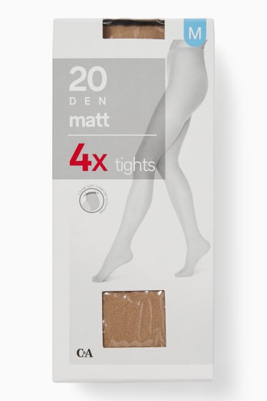 Women - Multipack of 4 - sheer tights - 20 denier - beige