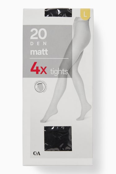 Women - Multipack of 4 - sheer tights - 20 denier - black