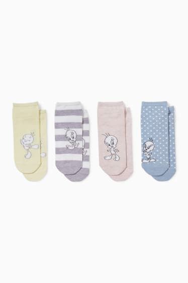 Dona - Paquet de 4 - mitjons turmellers amb dibuix - Looney Tunes - violeta clar