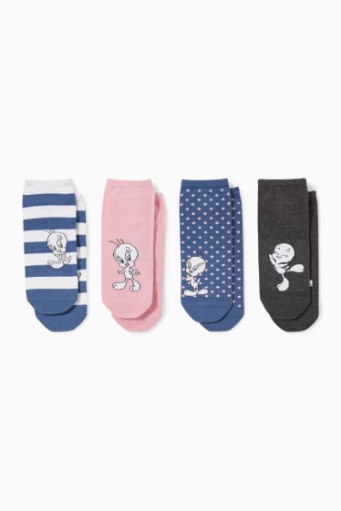 Dona - Paquet de 4 - mitjons turmellers amb dibuix - Looney Tunes - blau fosc