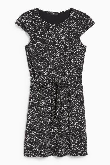Dámské - Pouzdrové šaty - LYCRA® - puntíkované - černá