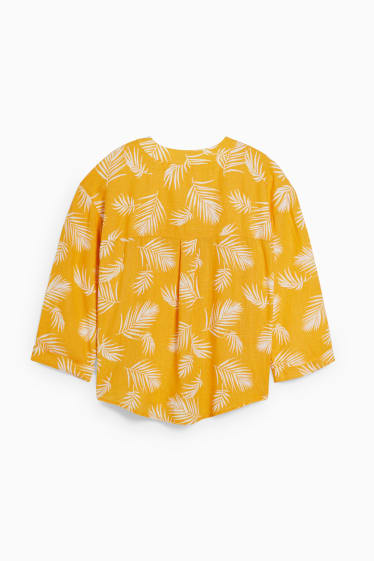 Damen - Bluse - Leinen-Mix - orange