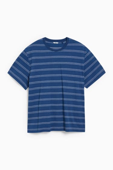 Heren - T-shirt - gestreept - donkerblauw