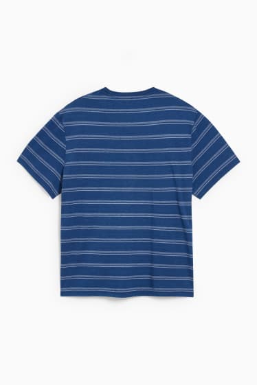 Heren - T-shirt - gestreept - donkerblauw