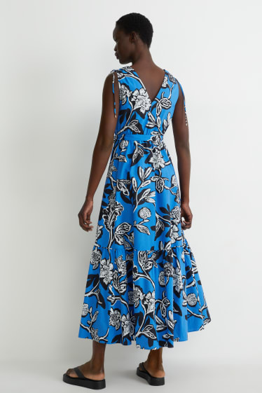 Dámské - Šaty fit & flare - s květinovým vzorem - modrá