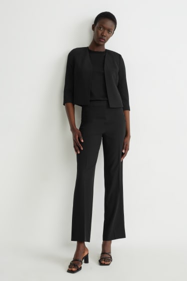 Dámské - Business kalhoty - high waist - černá