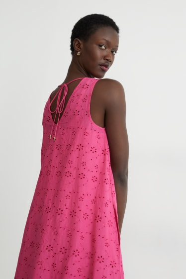 Women - A-line dress - embroidered - pink
