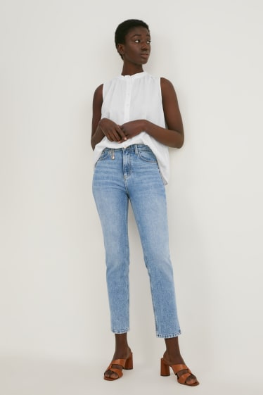 Femmes - Jean coupe droite - high waist - LYCRA® - jean bleu clair