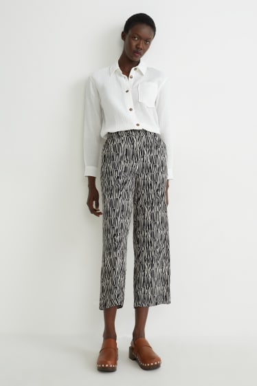 Women - Cloth trousers - mid-rise waist - trousers - black
