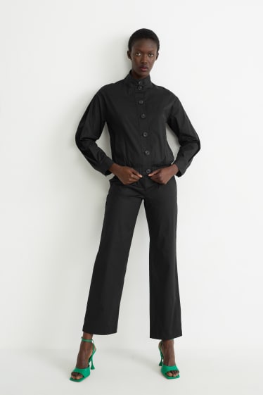 Kobiety - Spodnie materiałowe - wysoki stan - straight fit - czarny