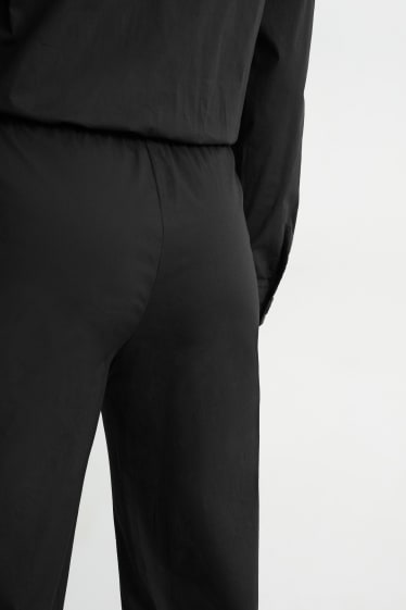 Dámské - Plátěné kalhoty - high waist - straight fit - černá