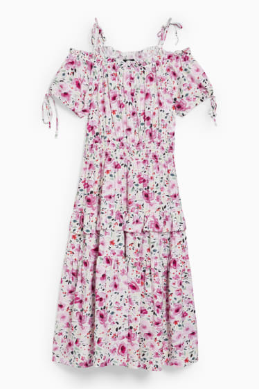 Women - Fit & flare dress - floral - white / rose