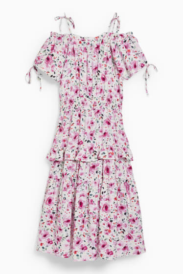 Women - Fit & flare dress - floral - white / rose