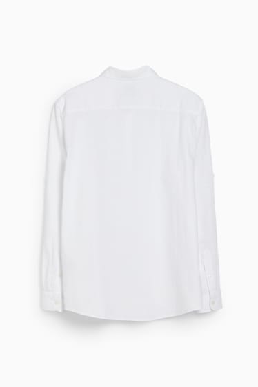 Men - Shirt - regular fit - kent collar - linen blend - white