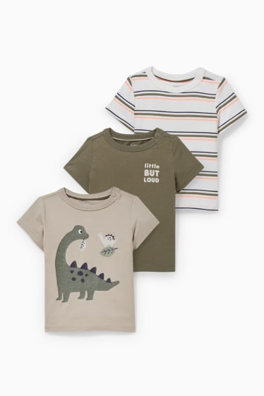 Bebeluși - băieți - Multipack 3 buc. - tricou cu mânecă scurtă bebeluși - kaki