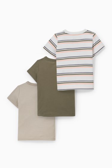 Bebeluși - băieți - Multipack 3 buc. - tricou cu mânecă scurtă bebeluși - kaki