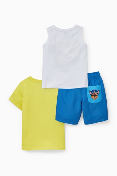 Enfants - Pat’ Patrouille - ensemble - T-shirt, débardeur et short - 3 pièces - blanc / jaune