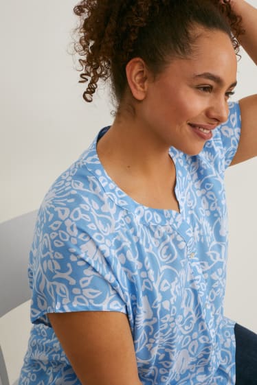 Femmes - Chemisier - à fleurs - bleu clair