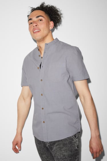 Uomo - CLOCKHOUSE - camicia - regular fit - collo alla coreana - grigio