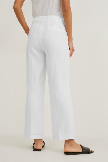 Women - Linen business trousers - straight fit - white