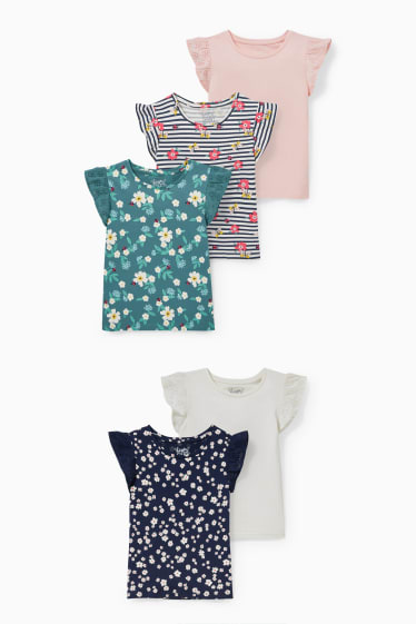 Kinder Mädchen - Multipack 5er - Kurzarmshirt - dunkelblau