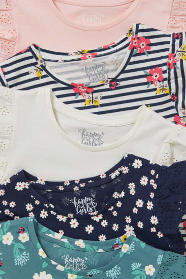 Kinder Mädchen - Multipack 5er - Kurzarmshirt - dunkelblau