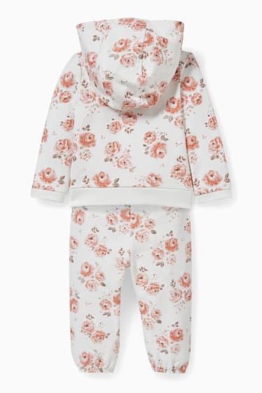 Bebeluși - Set - hanorac cu fermoar cu glugă și bluză de molton bebeluși - 2 piese - alb