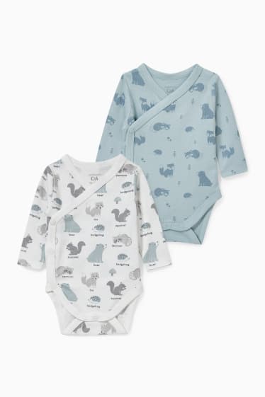 Bébés - Lot de 2 - bodys croisés pour bébé - turquoise clair