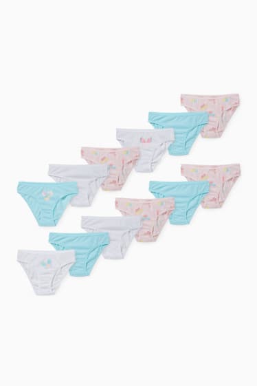 Kinderen: meisjes - Set van 12 - slip - lichtturquoise