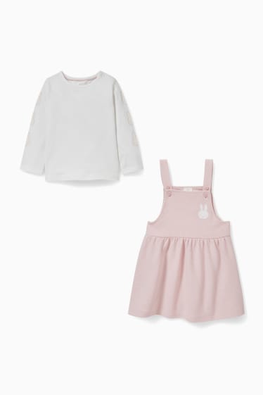 Babys - Miffy - Baby-Outfit - 2 teilig - weiß / rosa