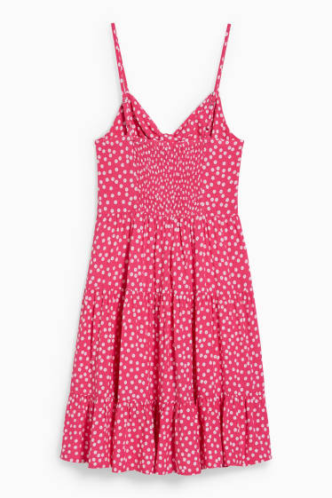 Damen - CLOCKHOUSE - Fit & Flare Kleid mit Knotendetail - geblümt - pink