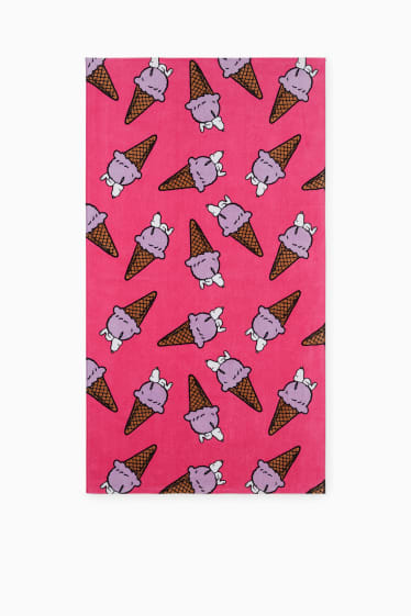 Dames - Badstof strandlaken - 80 x 150 cm - Snoopy - fuchsiarood
