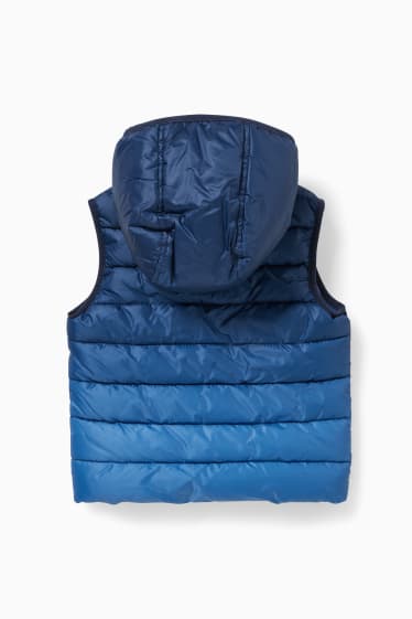 Dětské - Prošívaná vesta s kapucí - modrá
