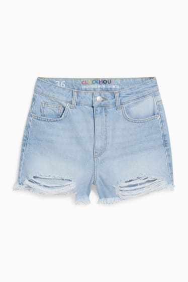Tieners & jongvolwassenen - CLOCKHOUSE - korte spijkerbroek - high waist - PRIDE - jeanslichtblauw