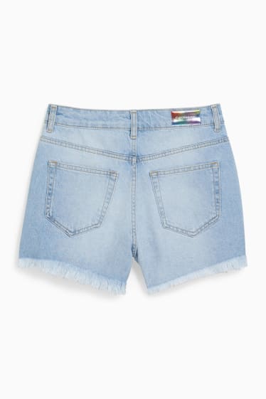 Jóvenes - CLOCKHOUSE - shorts vaqueros - high waist - PRIDE - vaqueros - azul claro