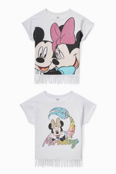 Enfants - Lot de 3 - Minnie Mouse - T-shirts - effet scintillant - blanc
