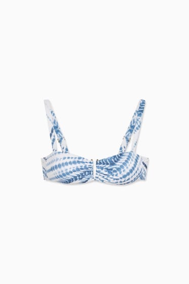 Mujer - Top de bikini - bandeau - con relleno - sin aros - blanco / azul