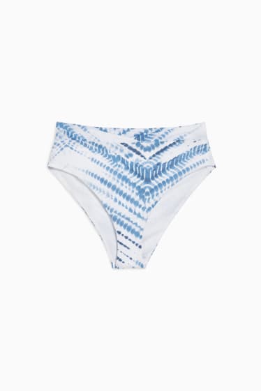 Donna - Slip bikini - vita alta - LYCRA® XTRA LIFE™ - bianco / blu